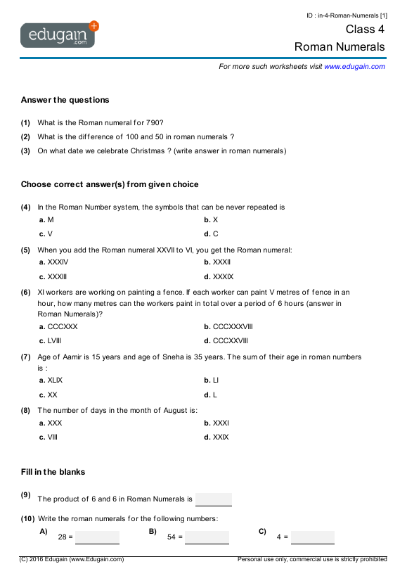 year-4-roman-numerals-math-practice-questions-tests-worksheets